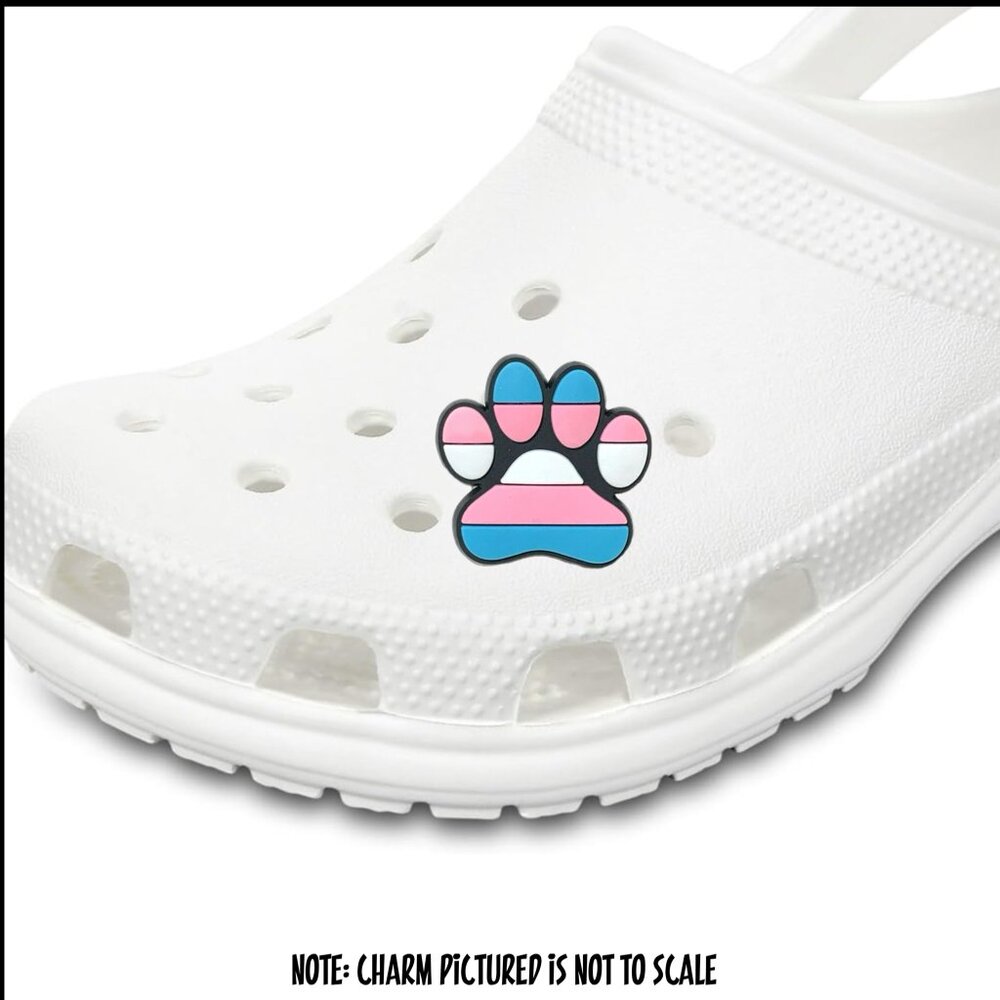 Transgender Pride Dog Paw Print Pink Blue White Croc Charm